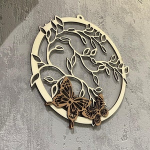Window picture mural spring &quot;Butterflies&quot; - Lasercut DXF, SVG, Lightburn template