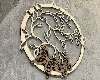 Fensterbild Wandbild Frühling "Schmetterlinge" - Lasercut DXF, SVG, Lightburn Vorlage