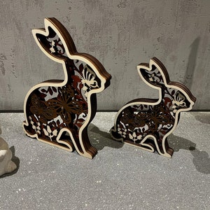 Archivo láser de conejito de Pascua multicapa DXF, SVG, Lightburn, Xtool, Glowforge, K40, Sculpfun, Creality, Laser imagen 1