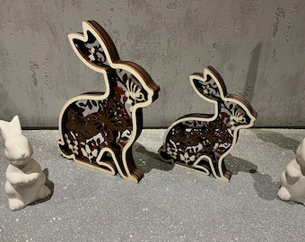 Multilayer Easter bunny laser file DXF, SVG, Lightburn, Xtool, Glowforge, K40, Sculpfun, Creality, Laser