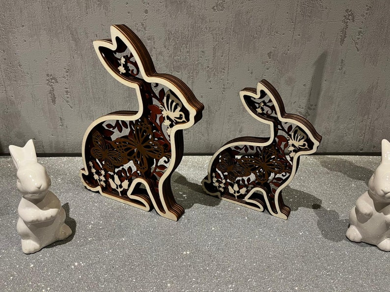 Multilayer Osterhase Laserdatei DXF, SVG, Lightburn, Xtool, Glowforge, K40, Sculpfun, Creality, Laser Bild 1