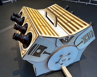 Beer engine, beer V8, beer carrier, beer caddy, laser cut file DXF, SVG, Lightburn, laser template