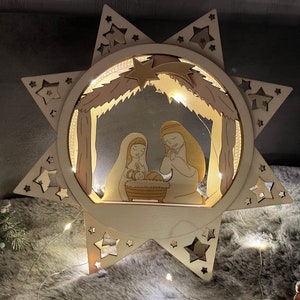 Window picture &quot;Star&quot; Christmas decoration - Lasercut file, DXF, SVG, Lightburn