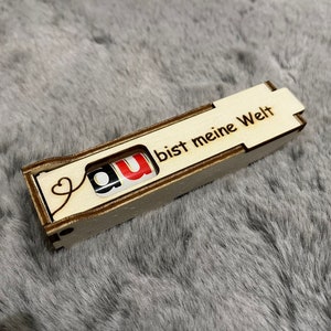 Du Box - "Du bist..." Box - Geschenkbox, Mitbringsel, Praline Lasercut Datei; Lightburn, DXF, SVG; 14 verschiedene Textvorlagen; 3mm + 4mm