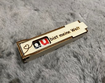 Du Box - "Du bist..." Box - Geschenkbox, Mitbringsel, Praline Lasercut Datei; Lightburn, DXF, SVG; 14 verschiedene Textvorlagen; 3mm + 4mm