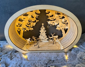 Mini Candle Arch Light Arch "Ice Skating" Lasercut File Lightburn DXF SVG