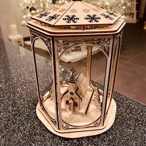 Christmas Lantern &quot;Church&quot; Lasercut File - Lightburn, SVG, DXF