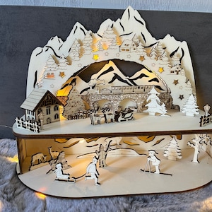 Mini candle arch &quot;Mountain Christmas&quot; laser cut file DXF, SVG, Lightburn