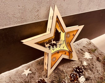 Candle arch "Christmas star" laser cut file DXF, SVG, Lightburn, laser template