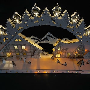 Schwibbogen &quot;Mountain Village&quot; Lasercut File