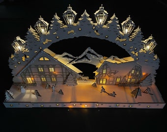 Candle arch “Bergdorf” laser cut file