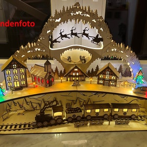 Łuk świecy Christmas Town wycinany laserowo plik DXF, SVG, Lightburn, szablon laserowy zdjęcie 10