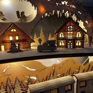 Łuk świecy Christmas Town wycinany laserowo plik DXF, SVG, Lightburn, szablon laserowy zdjęcie 8