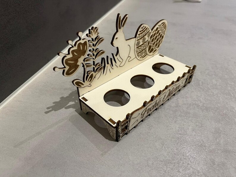 Eierbecher Ostern Happy Easter Lasercut DXF, SVG, Lightburn Vorlage zdjęcie 3