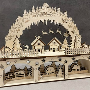Mini Candle Arch &quot;Christmas Village&quot; Lasercut file