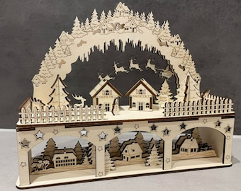 Mini Candle Arch &quot;Christmas Village&quot; Lasercut file