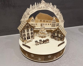 Mini Candle Arch "Christmas Village" Lasercut File DXF, SVG, Ai, Lightburn, Pdf