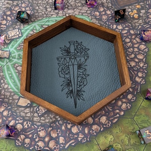 Rogue Dice Tray: Wooden Faux Leather Lined Rolling Tray for Tabletop Gaming
