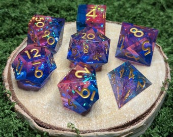 Dados Pixie's Bane, juego de 7 dados poliédricos de resina con borde afilado