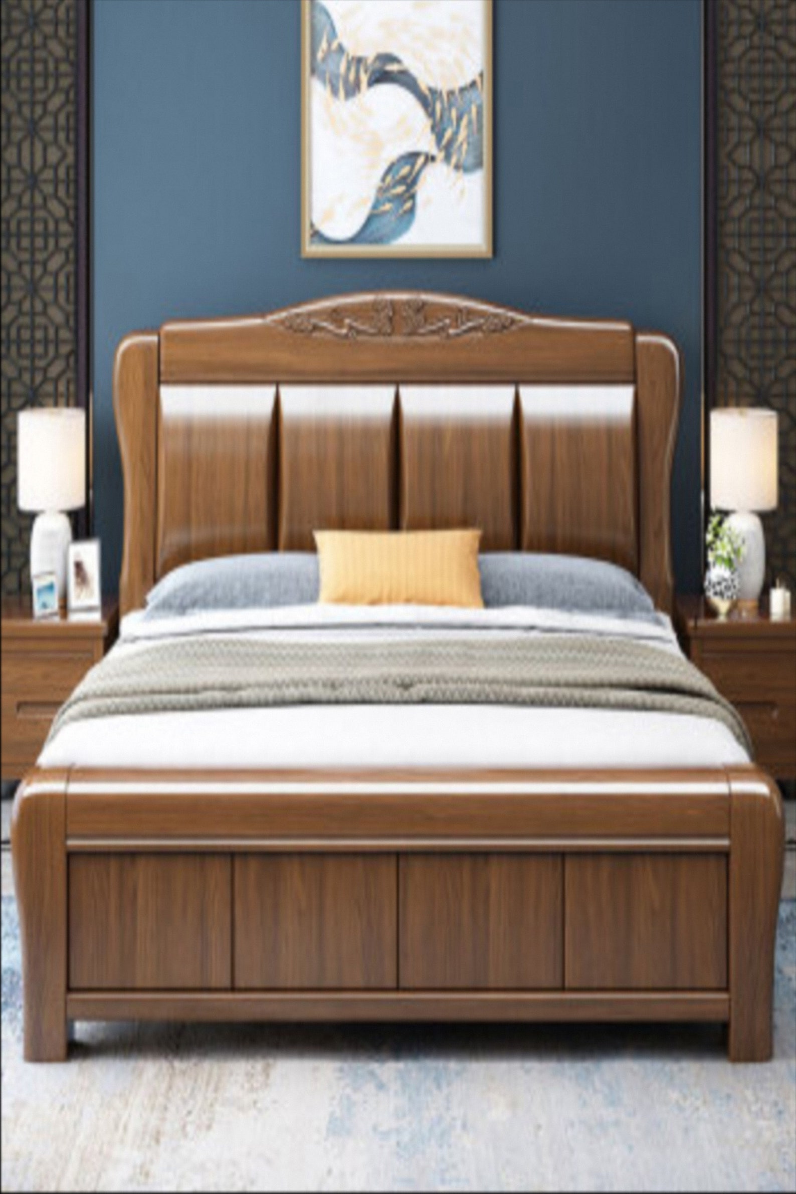 Double bed light luxury master bed simple marriage bed high Etsy