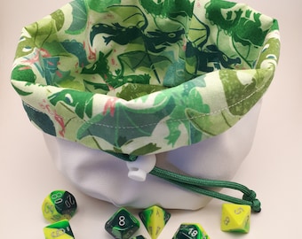 Large Reversible Dice Bag – Cute Baby Green Dragons