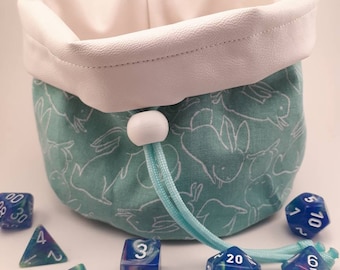 Large Reversible Dice Bag - Turquoise Bunnies