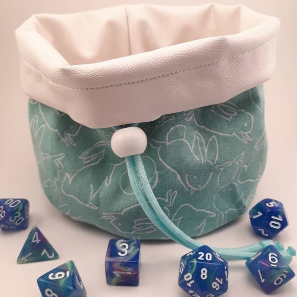 Large Reversible Dice Bag - Turquoise Bunnies