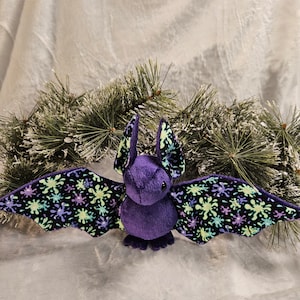 Small Handmade Bat Plush - Purple Splatter