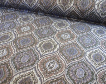 Tela para muebles, tela para tapicería, zarcillos barrocos, tejido vintage, pesado, azul, gris, blanco, marrón