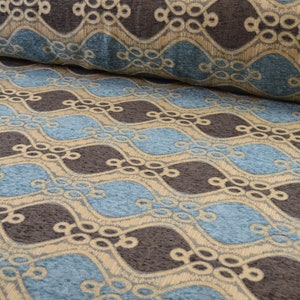 Furniture fabric upholstery fabric baroque tendrils vintage woven heavy gold brown yellow blue