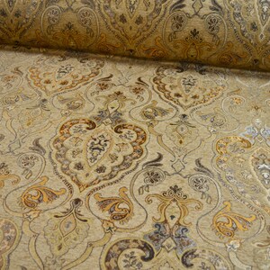 Upholstery fabric, covering fabric, baroque vine pattern, vintage woven, heavy gold sand