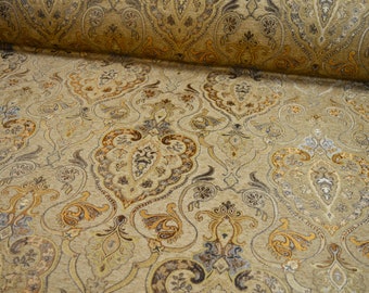 Upholstery fabric, covering fabric, baroque vine pattern, vintage woven, heavy gold sand