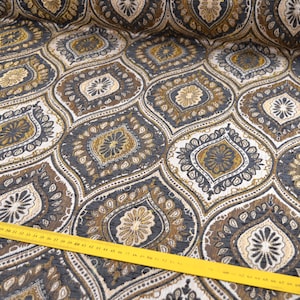 Furniture fabric upholstery fabric baroque tendrils vintage woven heavy black gold yellow brown