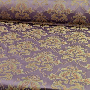 Furniture fabric upholstery fabric baroque tendrils vintage woven heavy purple violet gold
