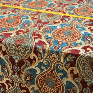 Furniture fabric upholstery fabric baroque tendrils vintage woven heavy black gold blue