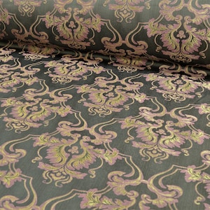 Furniture fabric upholstery fabric baroque tendrils vintage woven heavy black purple gold yellow