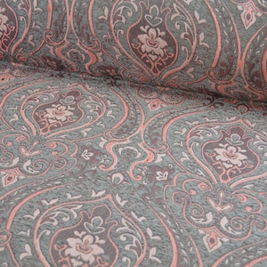 Furniture fabric upholstery fabric baroque tendrils vintage woven heavy green brown red yellow