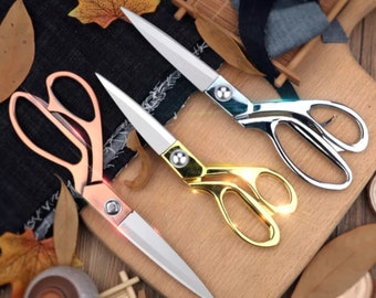 Fabric scissors Tailor's scissors Textile scissors Leather scissors sharp Scissors Inch. 9.5 10.5 inch silver gold