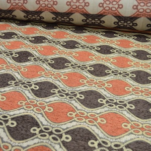 Furniture fabric upholstery fabric baroque tendrils vintage woven heavy red brown yellow gold