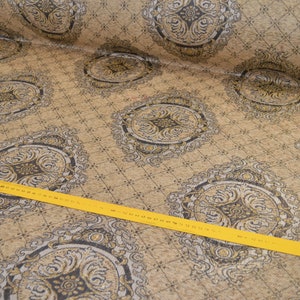 Furniture fabric upholstery fabric baroque tendrils vintage woven heavy black yellow gold silver gray black