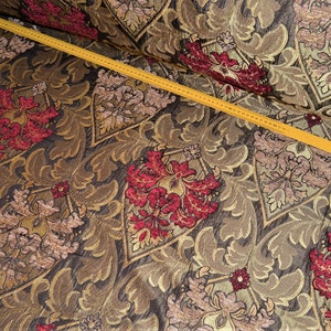 Upholstery fabric baroque tendrils vintage woven heavy beige gold brown white