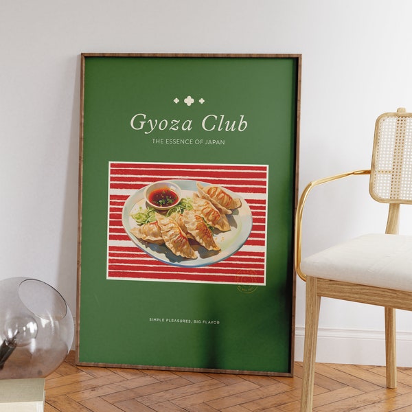 Gyoza Food Print, Retro Kitchen Prints, Modern Wall Art in The Kitchen, Vintage Japanese Food Art, Kitchen Wall Decor, Diningroom Wall Art