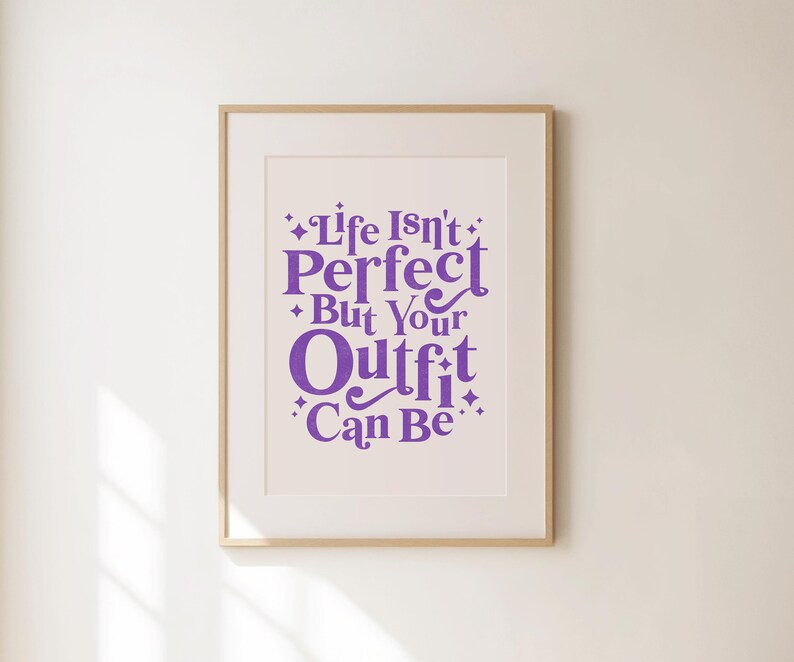 Life Isn't Perfect Wall Art, Trendy Preppy Quotes Print Wall Decor