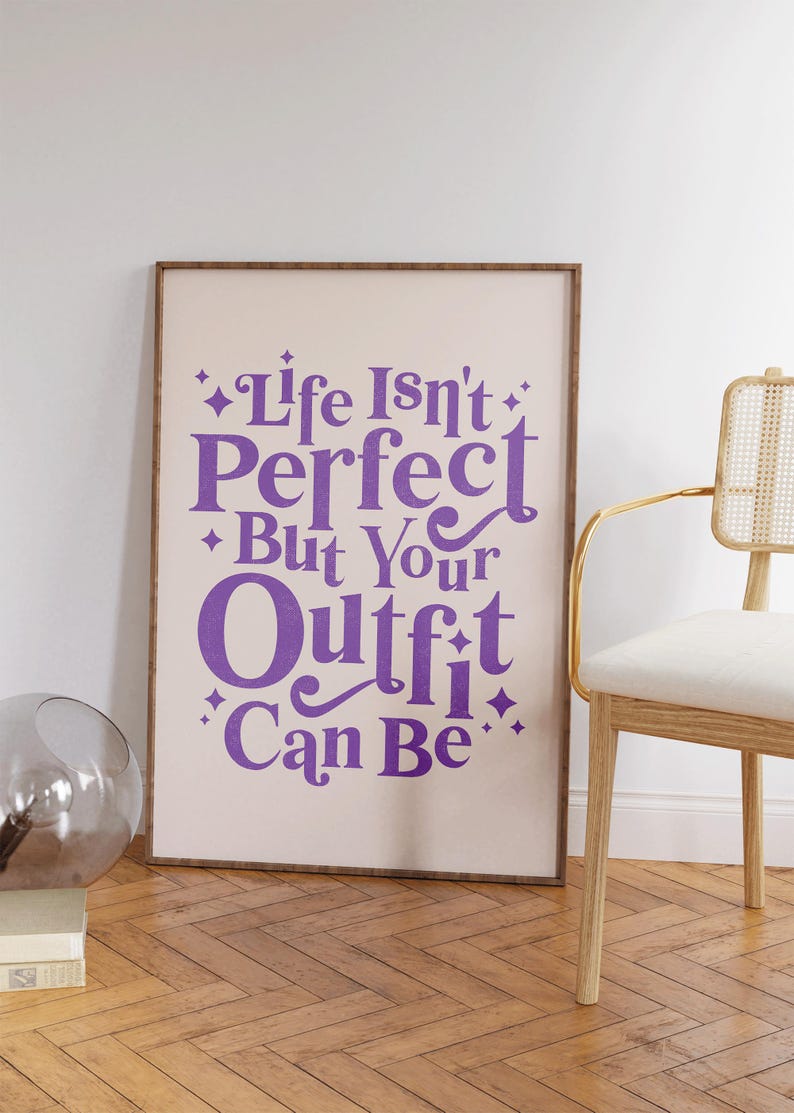 Life Isn't Perfect Wall Art, Trendy Preppy Quotes Print Wall Decor
