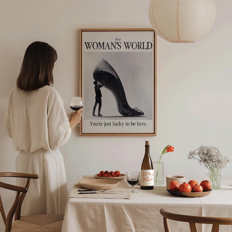 Woman's World Print, Retro Print, Feminist Wall Art, Vintage Wall Art