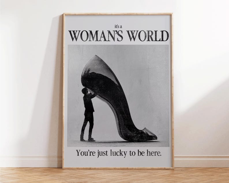 Woman's World Print, Retro Print, Feminist Wall Art, Vintage Wall Art