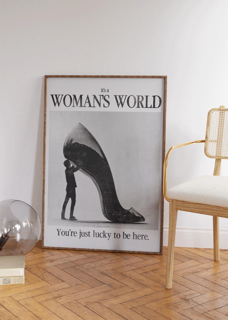 Woman's World Print, Retro Print, Feminist Wall Art, Vintage Wall Art