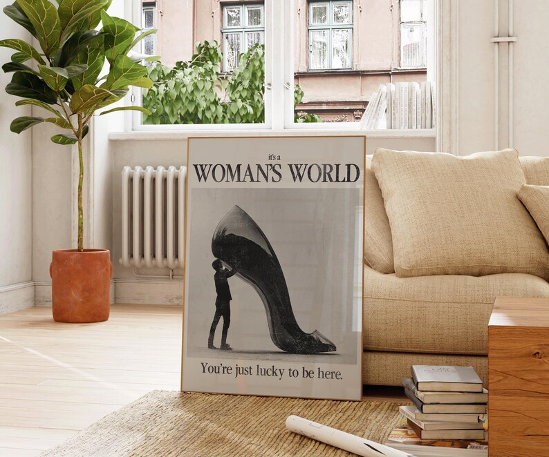 Woman's World Print, Retro Print, Feminist Wall Art, Vintage Wall Art