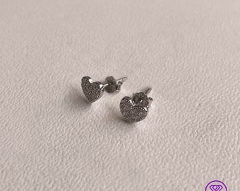925 sterling silver heart stud earrings with CZ stones