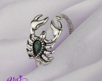 Scorpion Ring from Platinum-Coated 925 Sterling Silver: An Open Ring Design with Gothic Charm and Zodiac Inspiration